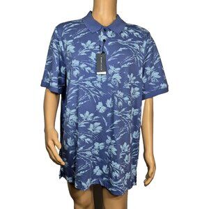 Perry Ellis Men's Polo Shirt Size XLT Dutch Blue Ultra Soft Touch Palms (57)
